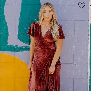 Baltic Born Andi Ribbed Velvet Wrap Dress